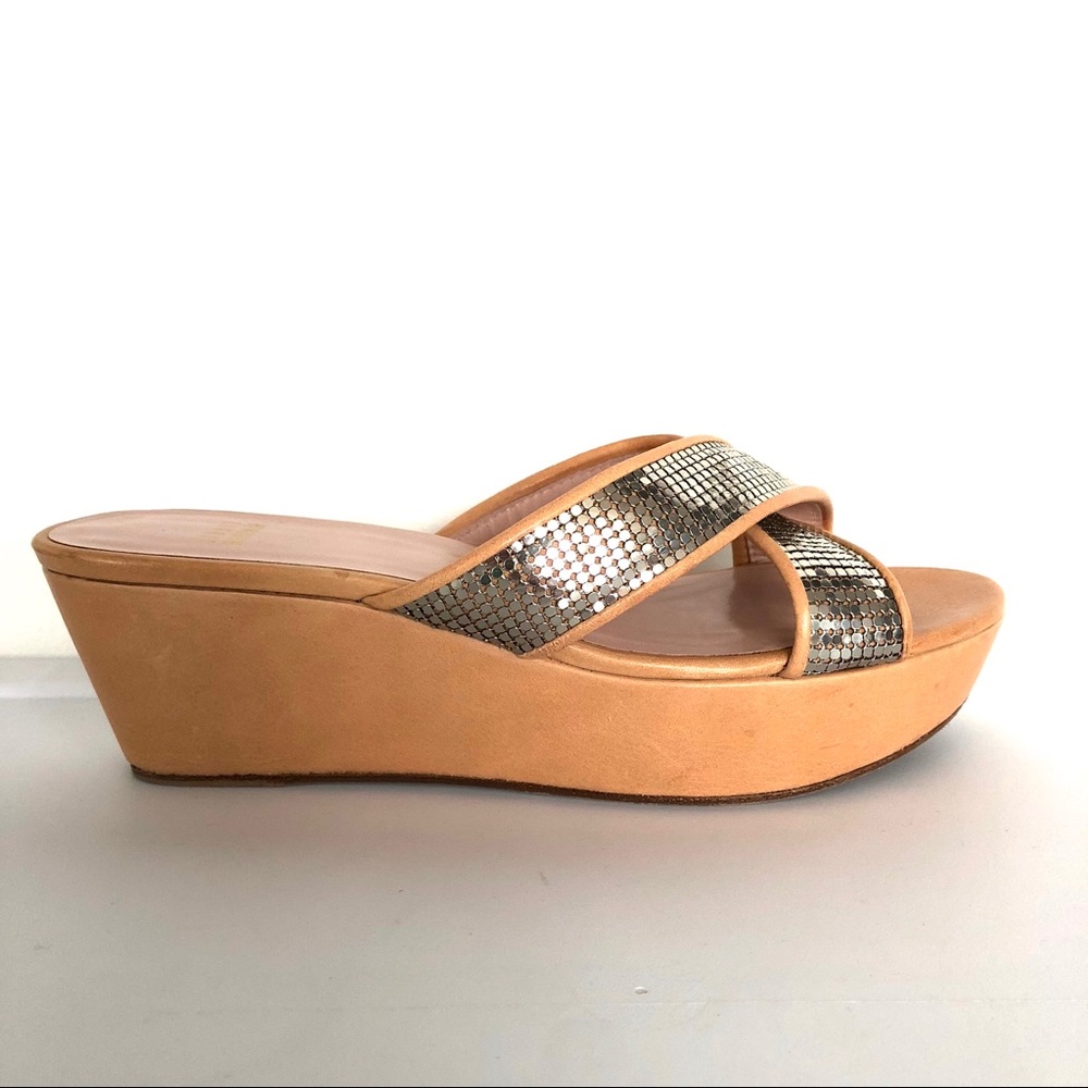 Stuart Weitzman nude Metal platform sandals 8.5